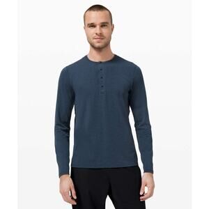 Lululemon Reinstate Long Sleeve Henley Heathered True Navy XL